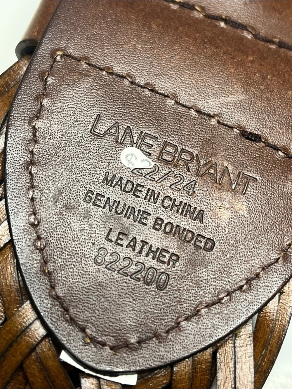Lane Bryant Braided Leather Belt with Round Silver Buckle - Chestnut Brown